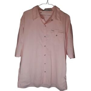 Criquet Corduroy Pearl Snap Shirt Men XXL Pinky Peach Western Retro Short Sleeve